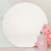 Aperturee - Simple White Brick Round Happy Birthday Backdrop